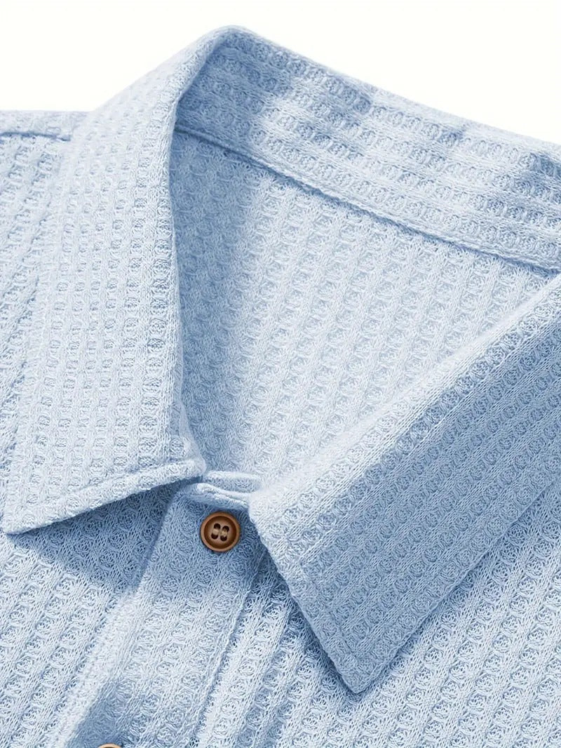 Men's solid color pique knit polo shirt