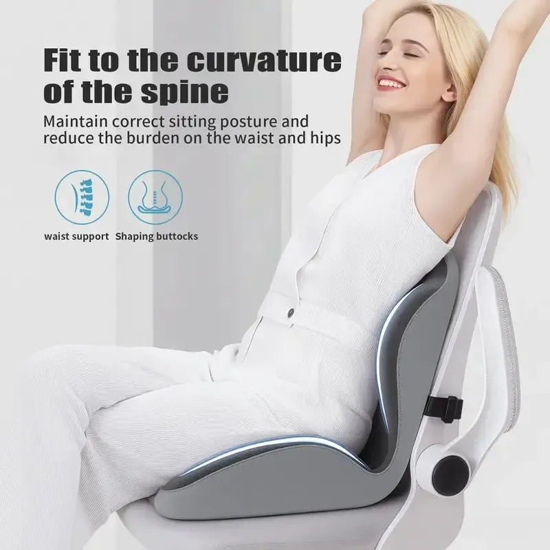 Ergonomic Memory Foam Seat Cushion with Lumbar & Back Support, Relieves Back Pain, Reduces Pressure, Ideal for Office Chairs, Stools, and Car Seats, Perfect Gift for Parents & Friends, The Most Thoughtful Gift