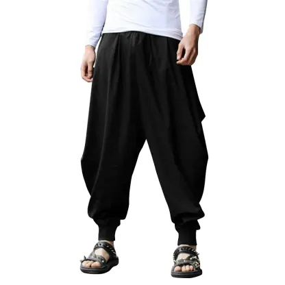 COOFANDY Men's Pants Hippie Harem Baggy Linen Boho Yoga Casual Drop Crotch Trouser Gift Ideas