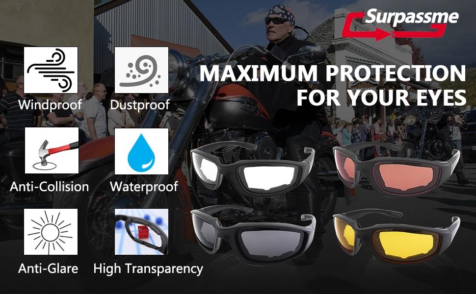 Motorcycle Riding Glasses Padding Goggles UV Protection Dustproof Windproof Motorcycle Sunglasses for Outdoor Actives Motorcycle Riding Glasses Padding Goggles UV Protection Dustproof Windproof Motorcycle Sunglasses for Outdoor Actives