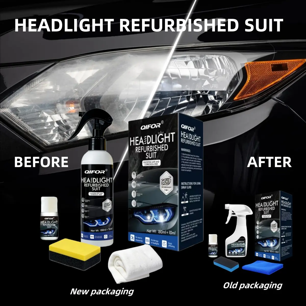 Automotive Headlight Restoration Pro – Instant Oxidation & Yellowing Remover | Crystal Clear Coating for Enhanced Night Vision & Safety 