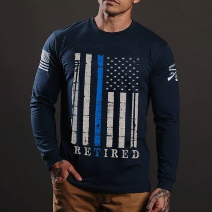 Retired Police Officer Thin Blue Line Flag Retirement