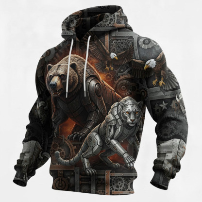 Gear Battle Beasts・American Iron-Blood Spirit” Steampunk Military-Style Hoodie