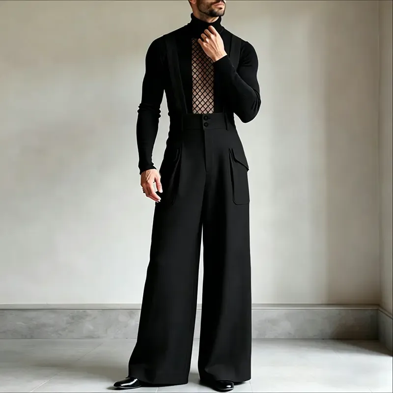 Incerun "Avant-Garde" High-Waisted Suspender Overalls: Modern Palazzo Silhouette & Architectural Tailoring for Statement Events 🏛️