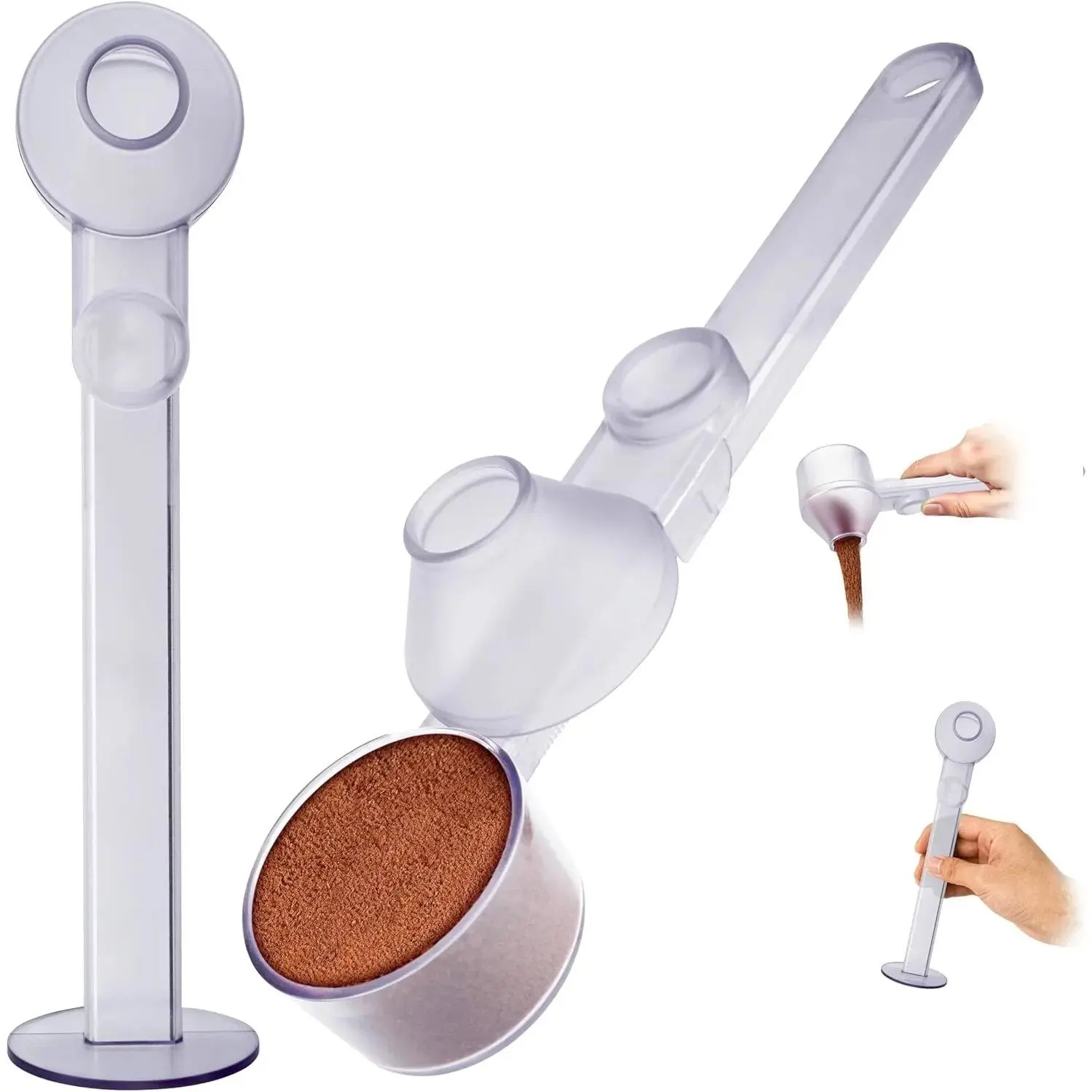 Scoop Funnel Coffee Dosing Spoon-Precise 2Tbsp PCTG BPA-Free,51mm Tamper Kit,Fits Keurig K-Cup & Powder Formula Dispenser (Upgraded Combo Transparent,2Models AB)