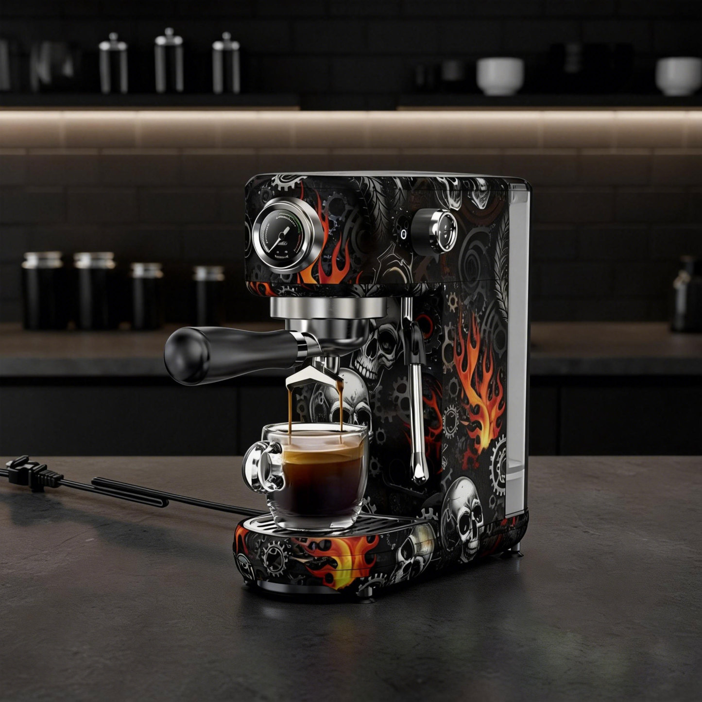 Gothic Skull Pattern Espresso Machine