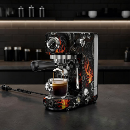 Gothic Skull Pattern Espresso Machine