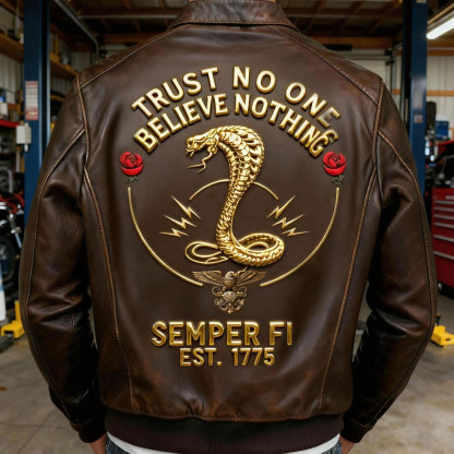 SEMPER FI Vintage American Bomber Leather Coat