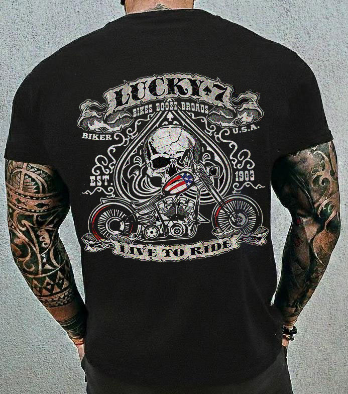 Vintage Skull & Motorcycle Graphic Tee