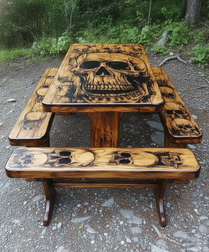 Outdoor Skull Picnic Table