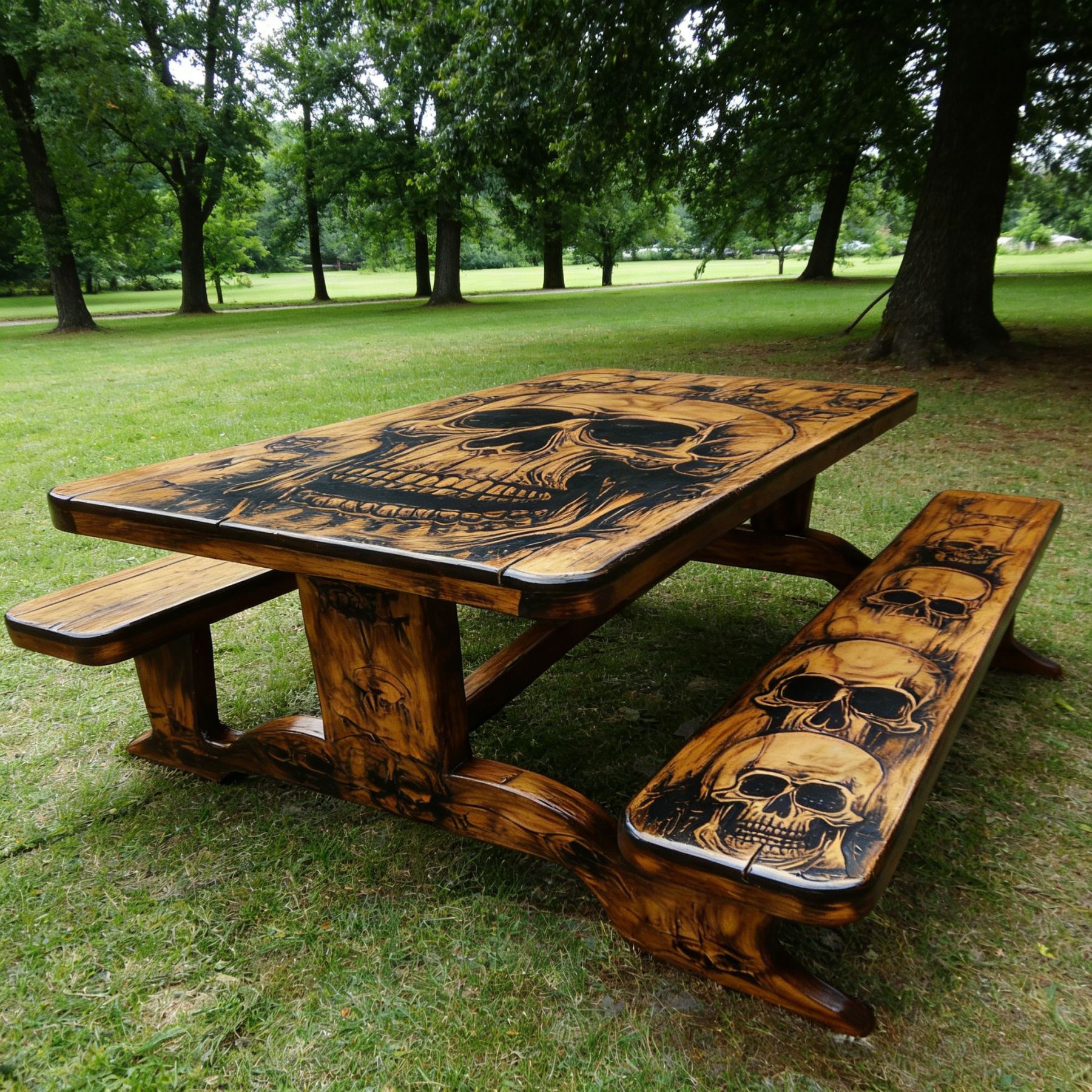 Outdoor Skull Picnic Table