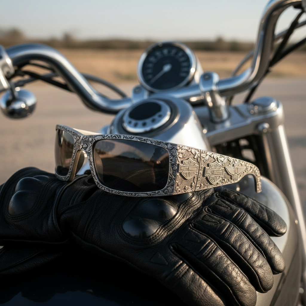 Vintage Biker Metal Frame Polarized Riding Sunglasses