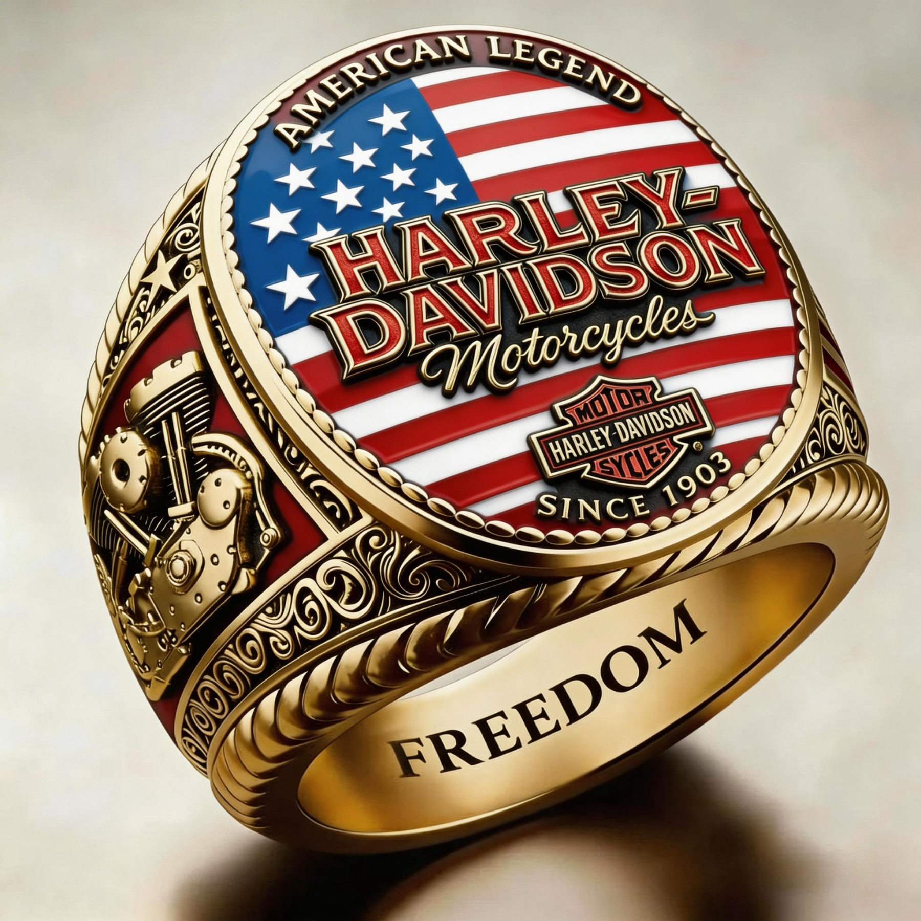 Classic American Motorcycle Style Vintage Biker Ring
