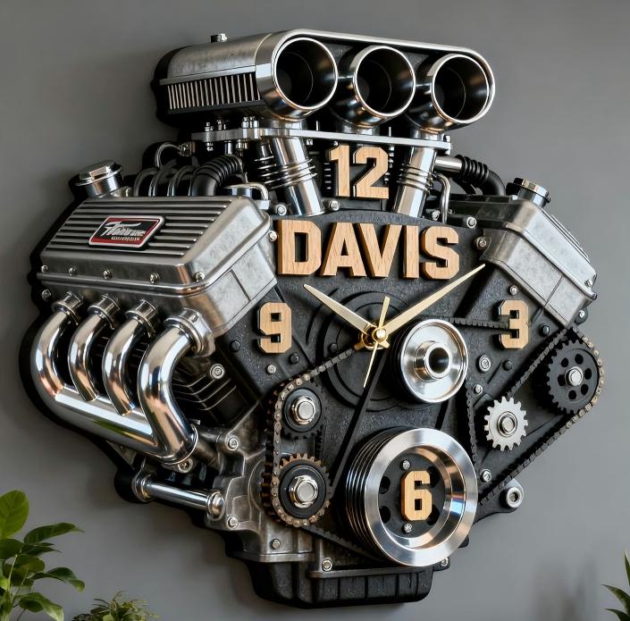 Personalized Car Engine Sculpture Clock
