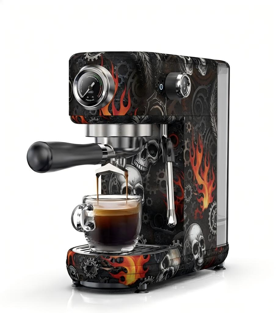 Gothic Skull Pattern Espresso Machine