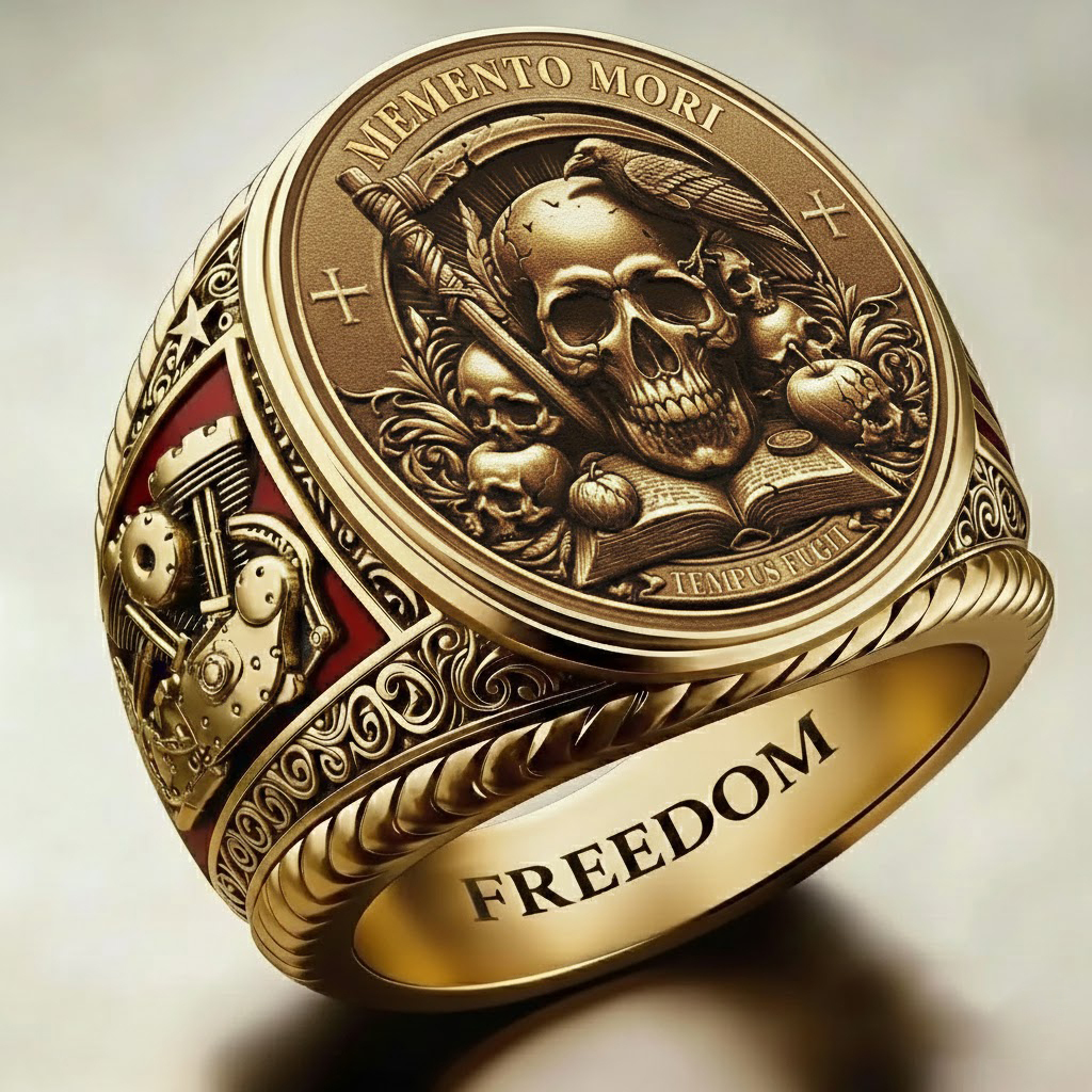 Steampunk Mechanical Gear Industrial Motorcycle Style Signet Ring