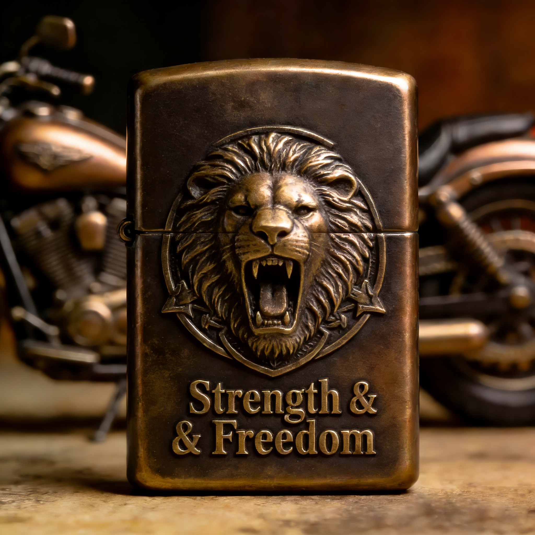 Biker Style Flaming Skull Artistic Windproof Refillable Metal Lighter