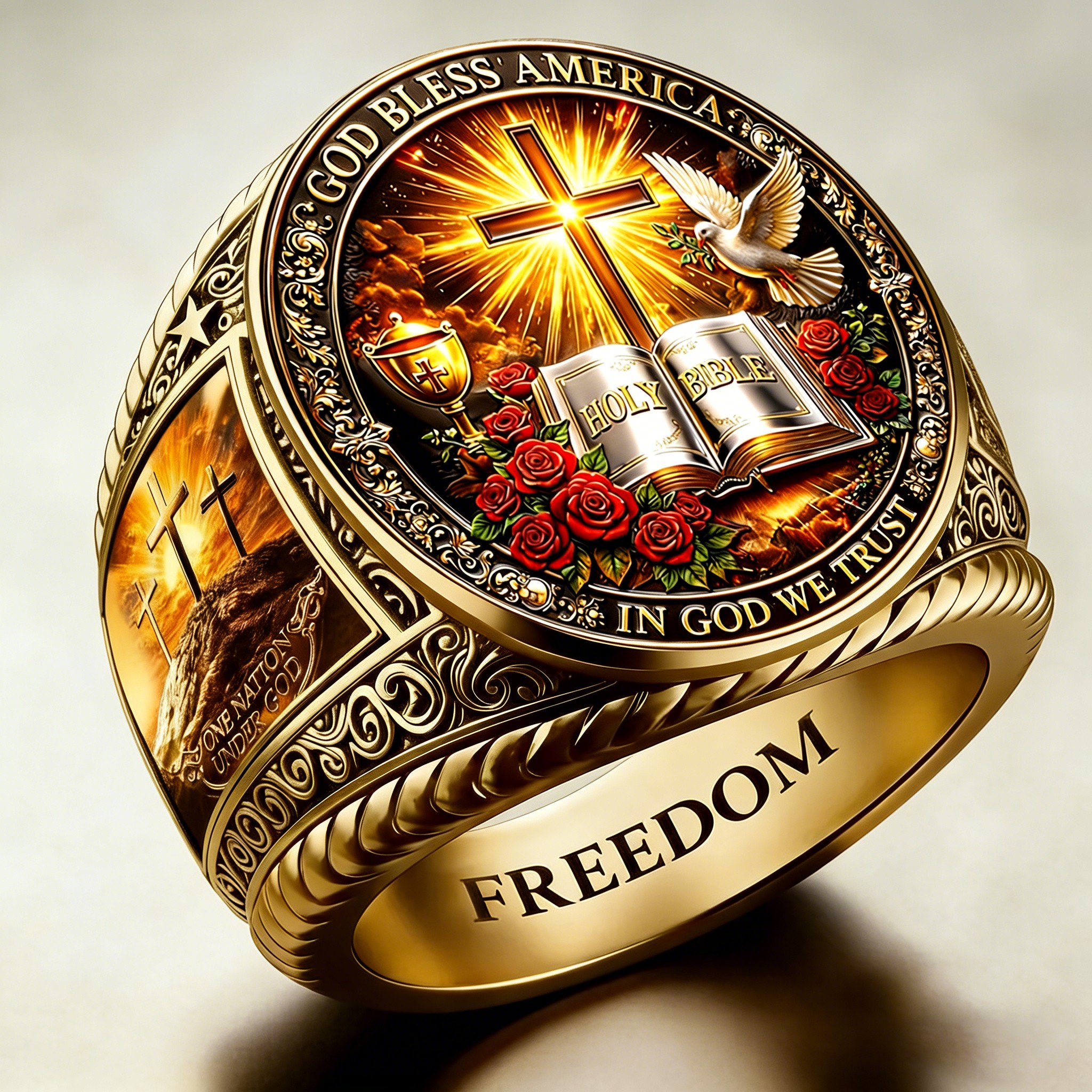 Christian style Cross pattern ring