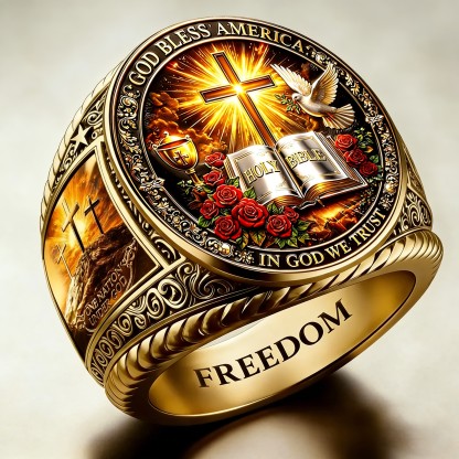 Christian style Cross pattern ring