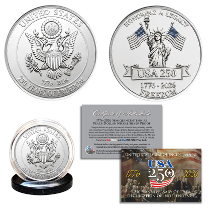 USA 250th Patriotic Bundle – Peace Coins & Independence $2 Bill