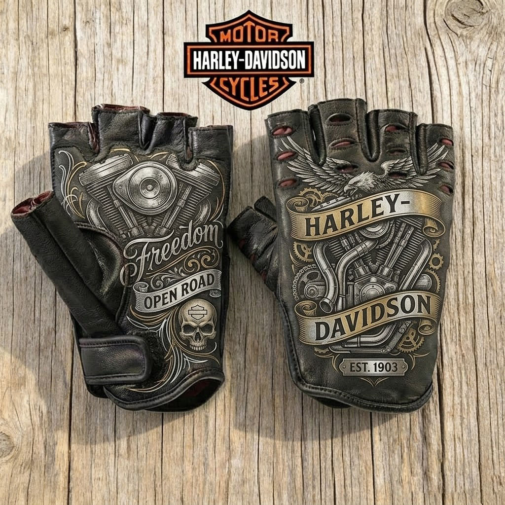 Vintage Biker Half Gloves for Motorcycle Enthusiasts