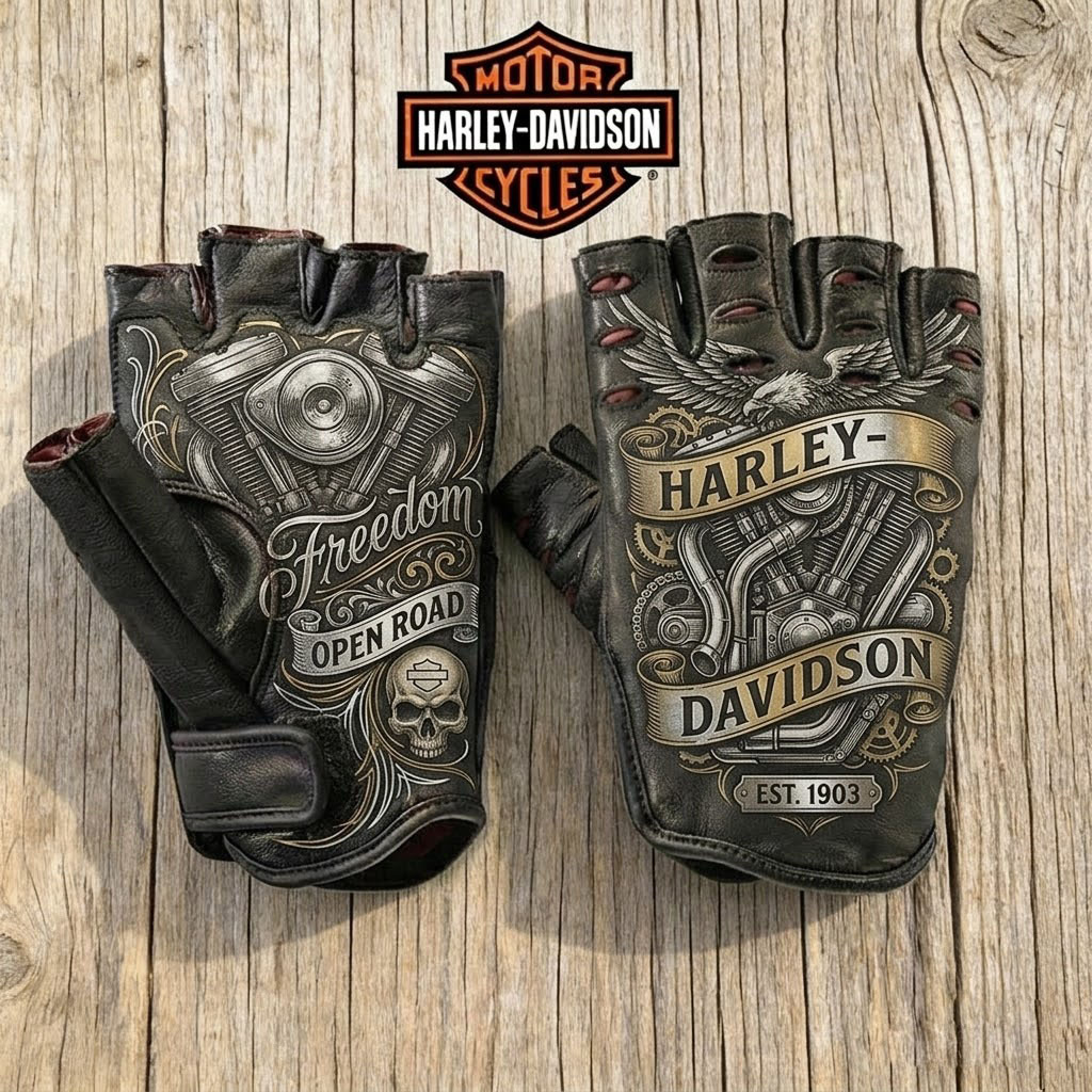 Vintage Biker Half Gloves for Motorcycle Enthusiasts