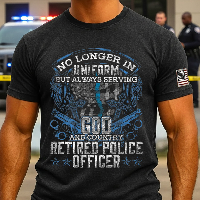 Retired Police Officer Vintage Flag Thin Blue Line Police