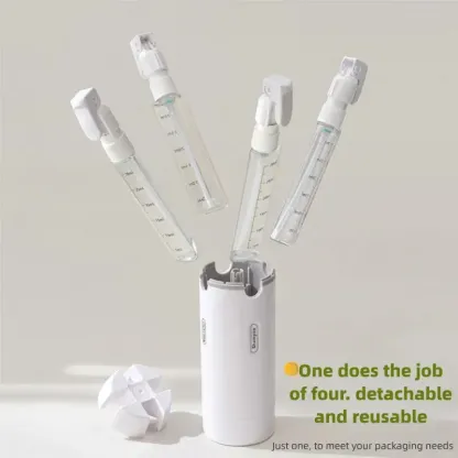 4-in-1 Portable Cosmetic Shampoo Dispenser Storage Bottle Plastic Travel Friendly Compact Design for Easy Carrying