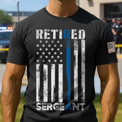 Retired Sergeant Policegift Thin Blue LineAmerican Fl