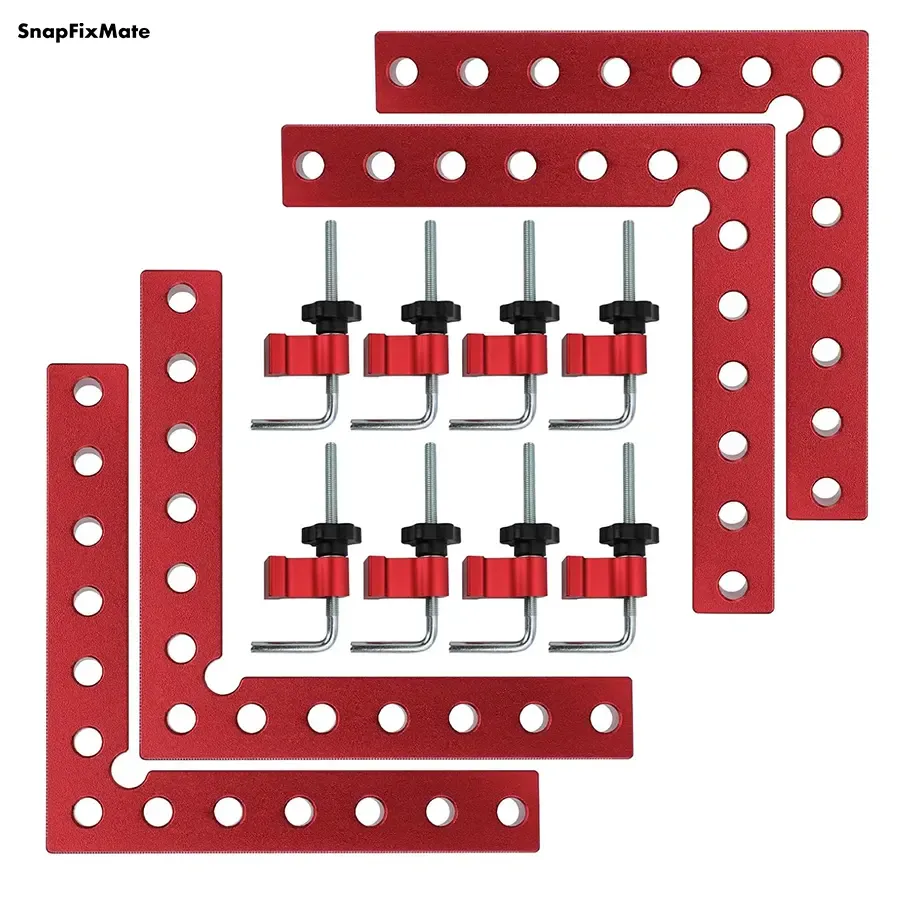 SnapFixMate Professional 90° Corner Clamping Squares (4-Pack) – Industrial Aluminum Alloy Precision Positioning Tools for Cabinets, Frames & Drawers