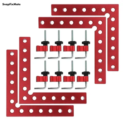 SnapFixMate Professional 90° Corner Clamping Squares (4-Pack) – Industrial Aluminum Alloy Precision Positioning Tools for Cabinets, Frames & Drawers