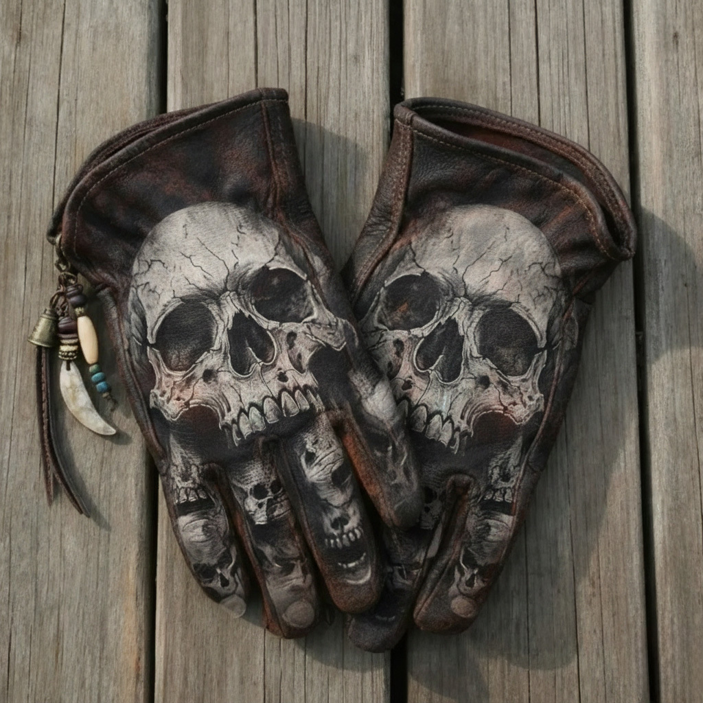 Gothic Skull Rider Motorcycle Gloves