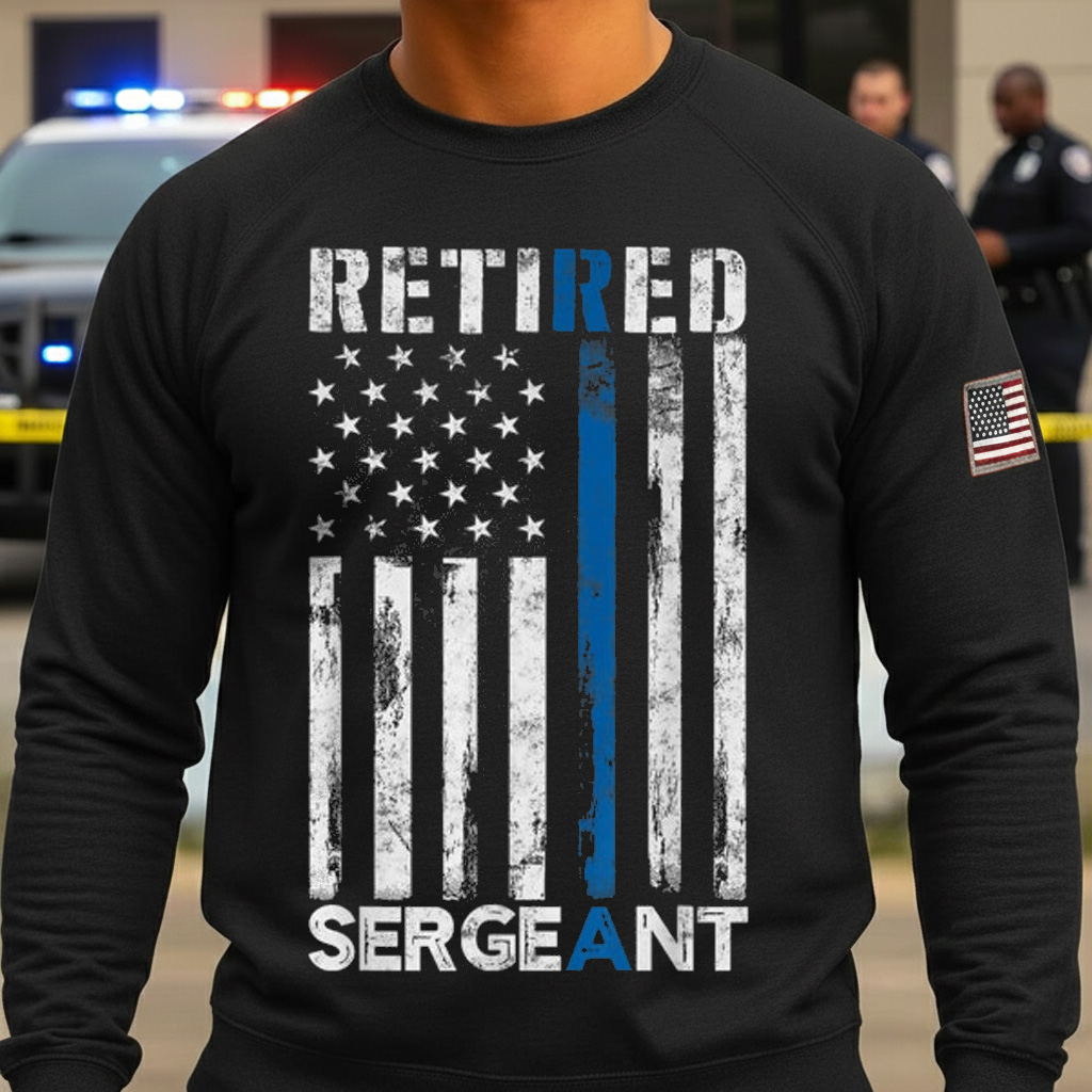 Retired Sergeant Policegift Thin Blue LineAmerican Fl