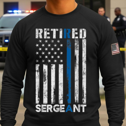Retired Sergeant Policegift Thin Blue LineAmerican Fl