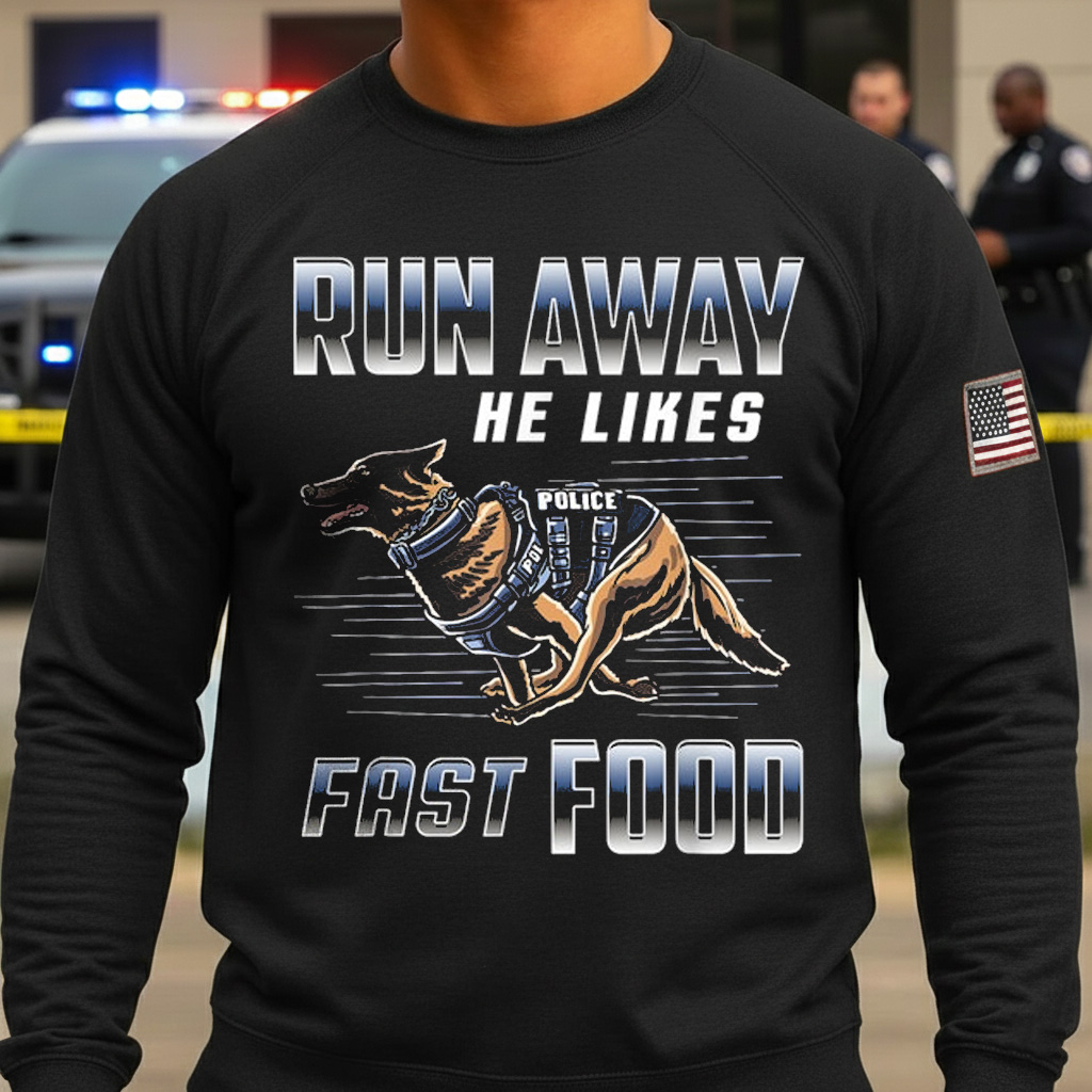 Run Away He Likes Fast Food Funny Police K9 Service Dog