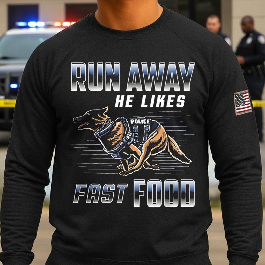 Run Away He Likes Fast Food Funny Police K9 Service Dog