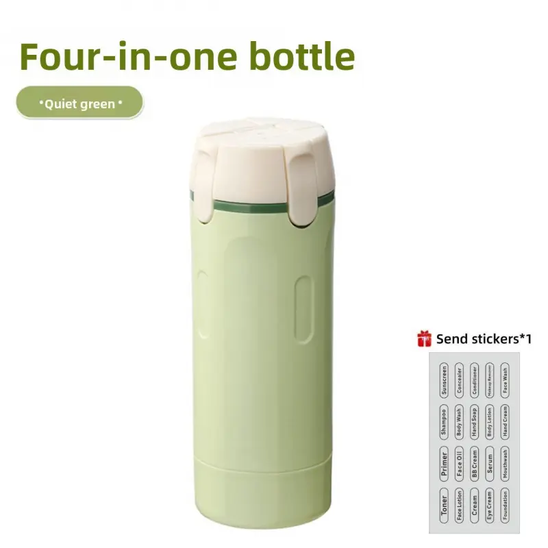 4-in-1 Portable Cosmetic Shampoo Dispenser Storage Bottle Plastic Travel Friendly Compact Design for Easy Carrying