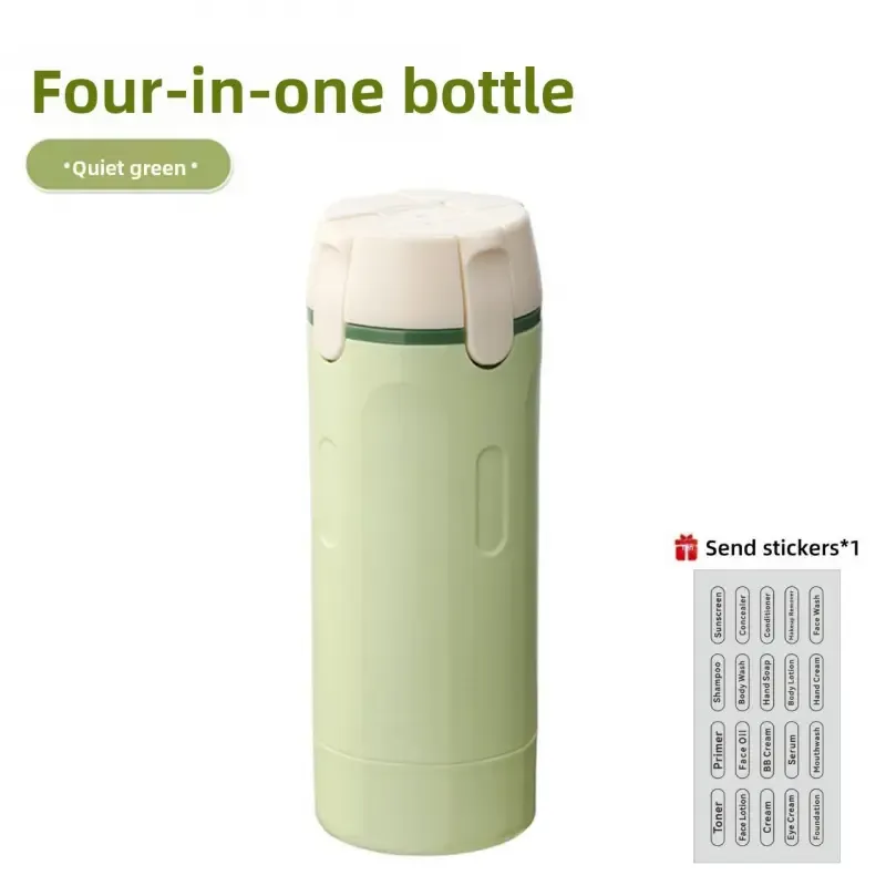 4-in-1 Portable Cosmetic Shampoo Dispenser Storage Bottle Plastic Travel Friendly Compact Design for Easy Carrying