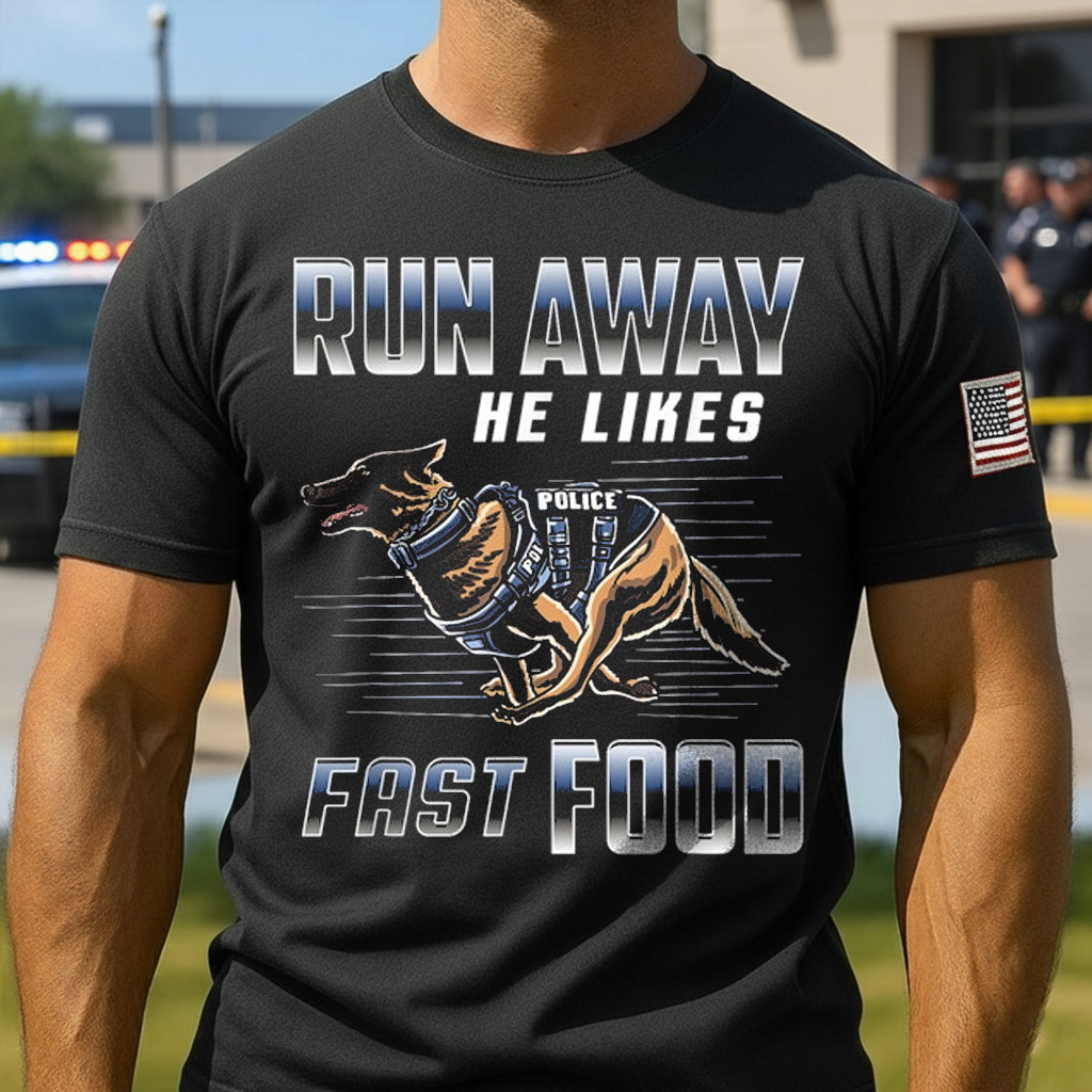 Run Away He Likes Fast Food Funny Police K9 Service Dog