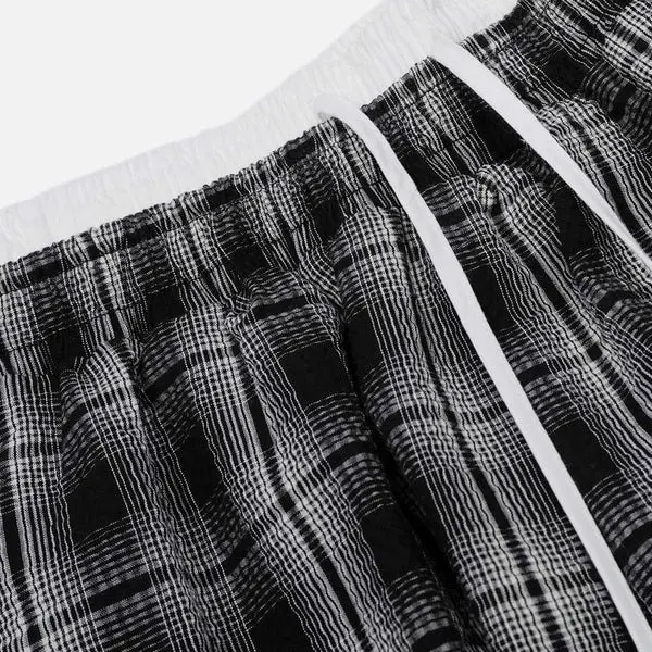 Aelfric Eden Baggy Plaid  Barrel Double Waist Sweatpants Unisex Drawstring Elastic Waist Joggers  Y2K Streetwear Loose Fit Vintage Joggers