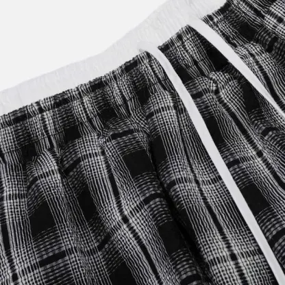 Aelfric Eden Baggy Plaid  Barrel Double Waist Sweatpants Unisex Drawstring Elastic Waist Joggers  Y2K Streetwear Loose Fit Vintage Joggers