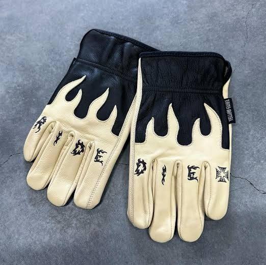 Vintage Style Pattern Motorcycle Riding Gloves