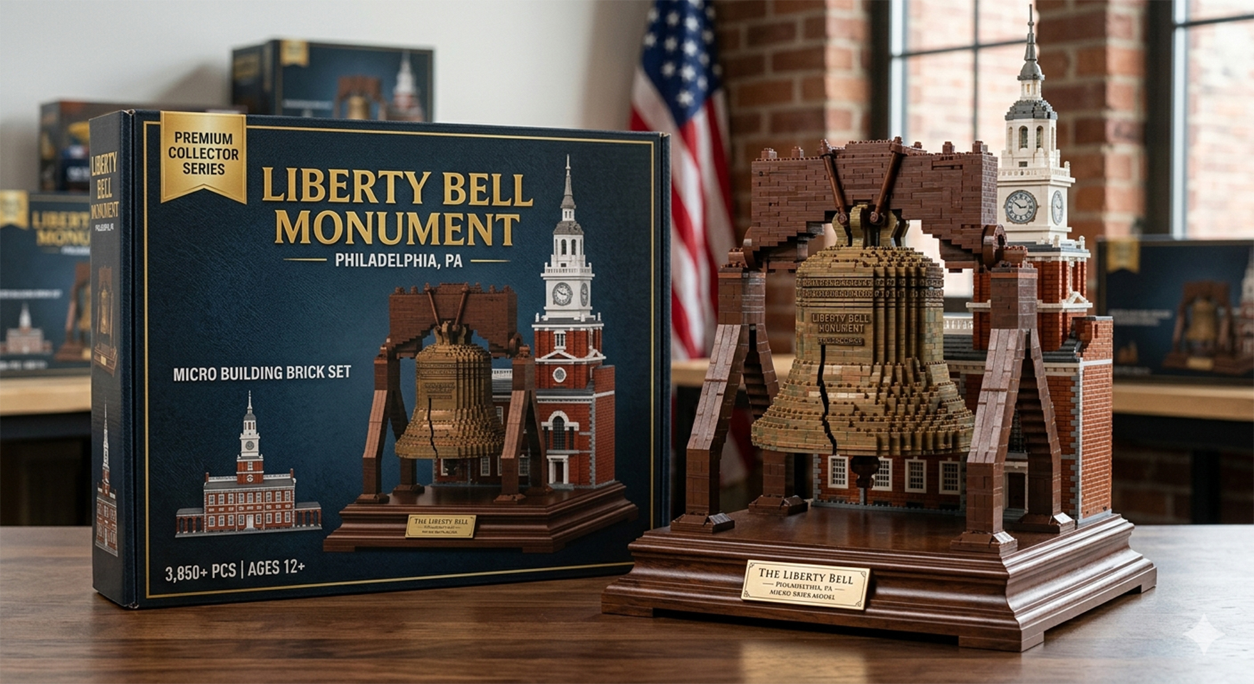 Liberty Bell Monument: 3,850+ Micro Building Brick Set | Premium Collector Series