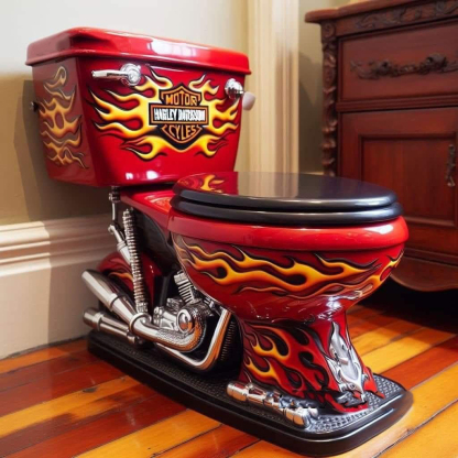 Eyeball & Piston Flame Toilet Lid Decal 