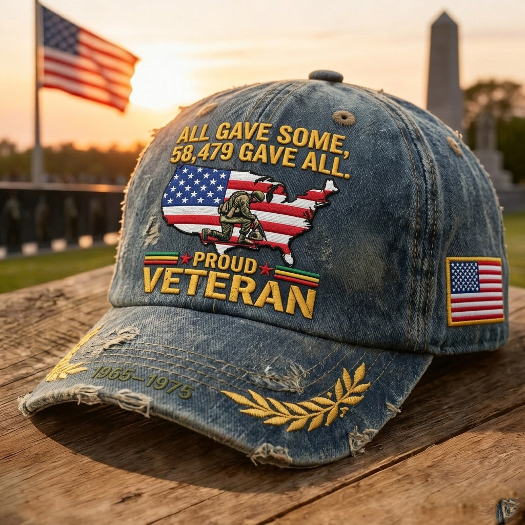 Vintage Veteran Respect Memorial Vietnam War Service Men’s Sports Cap