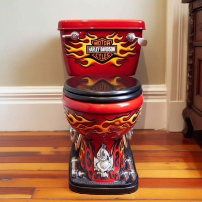 Eyeball & Piston Flame Toilet Lid Decal 