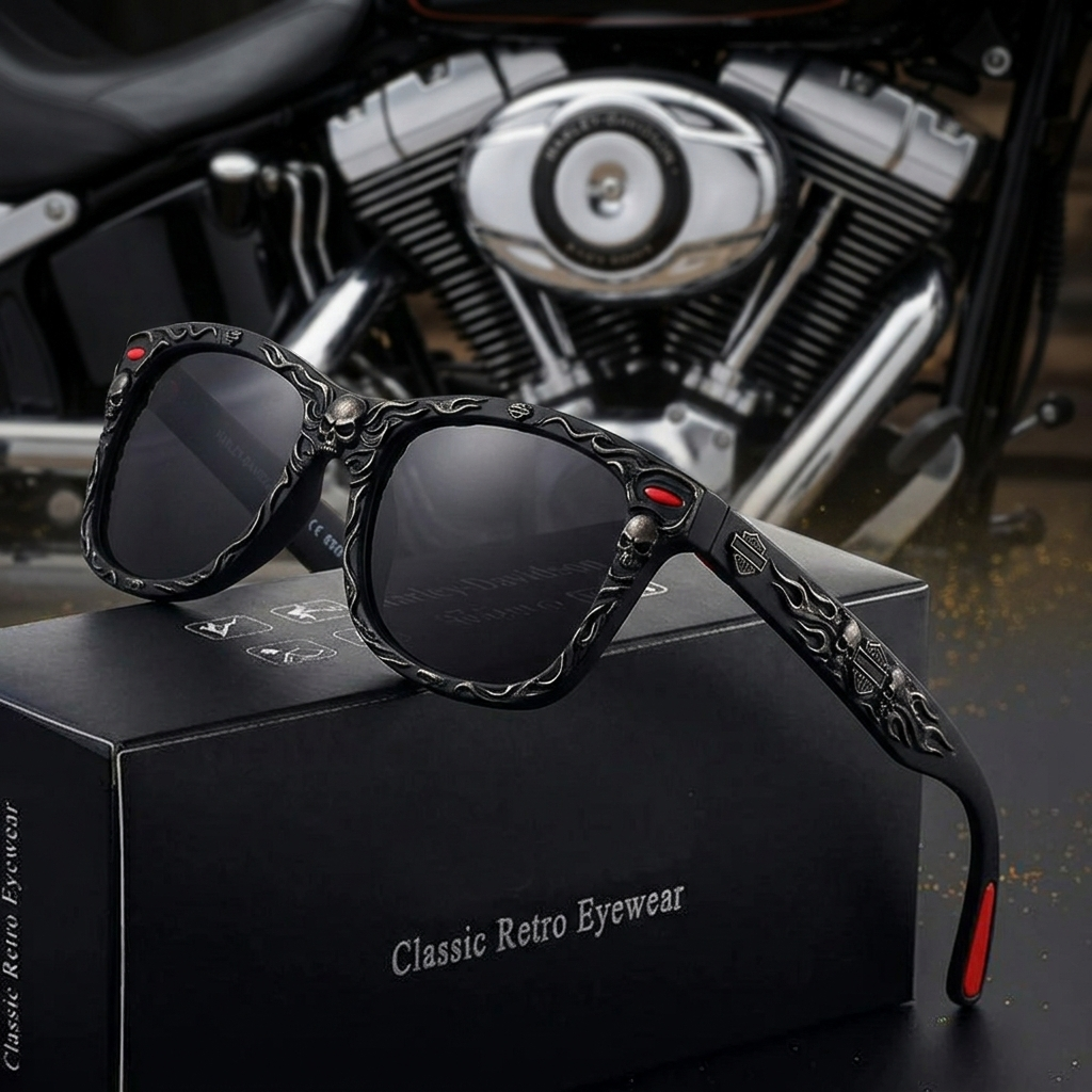 Vintage Biker Metal Frame Polarized Riding Sunglasses