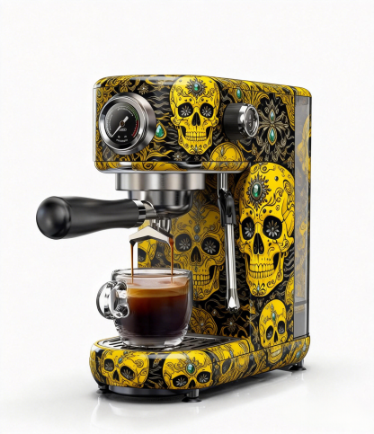 Gothic Skull Pattern Espresso Machine