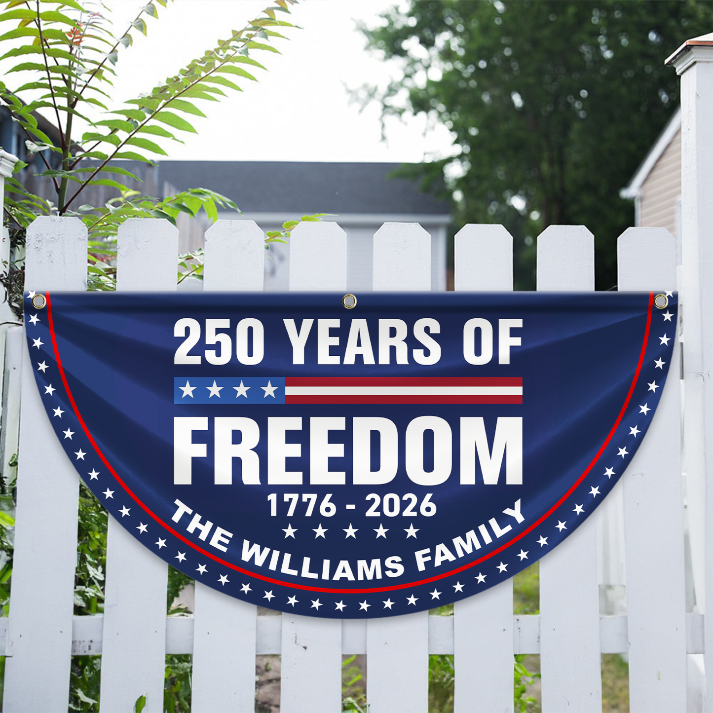 250 Years Of Freedom Custom Family Name Non-Pleated Fan Flag 