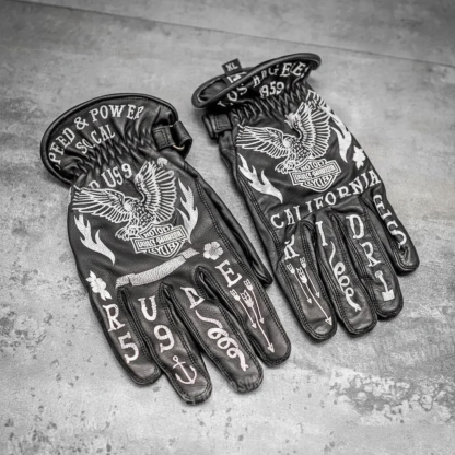 Vintage Style Gothic Pattern Motorcycle Riding Gloves